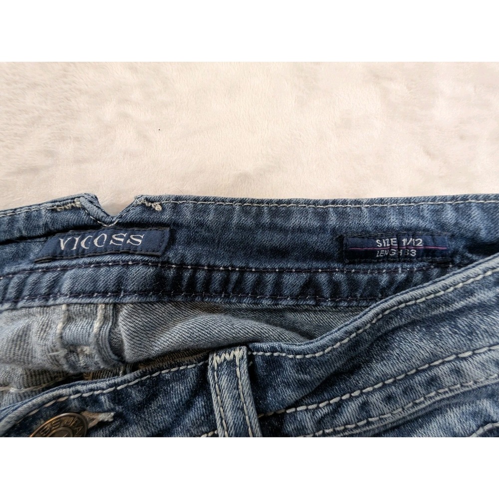 Vigoss Women Jeans Size 11 / 12 Medium Thick Stitch Embroidered Boot Flap Pocket - Picture 12 of 13